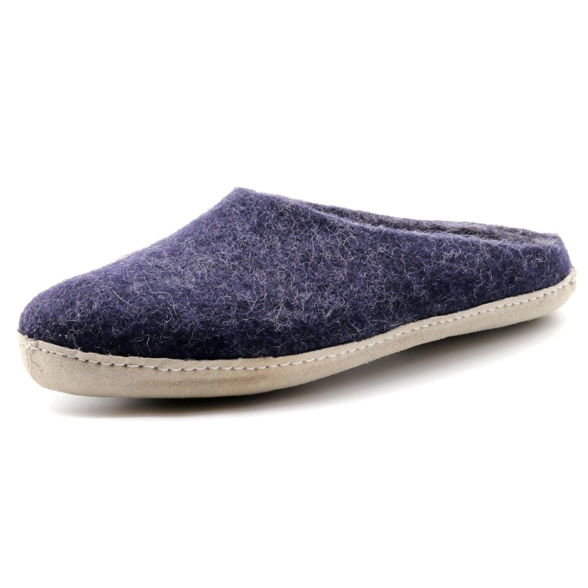 Men's Astoria wool house slipper in Indigo, angled view