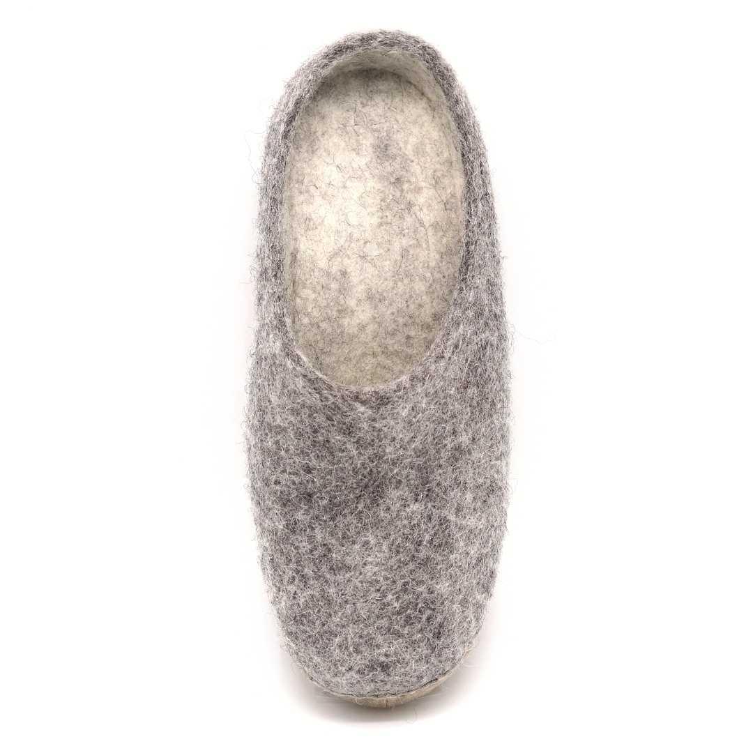 Top-down view of the men's Astoria wool house slipper in Heather Grey