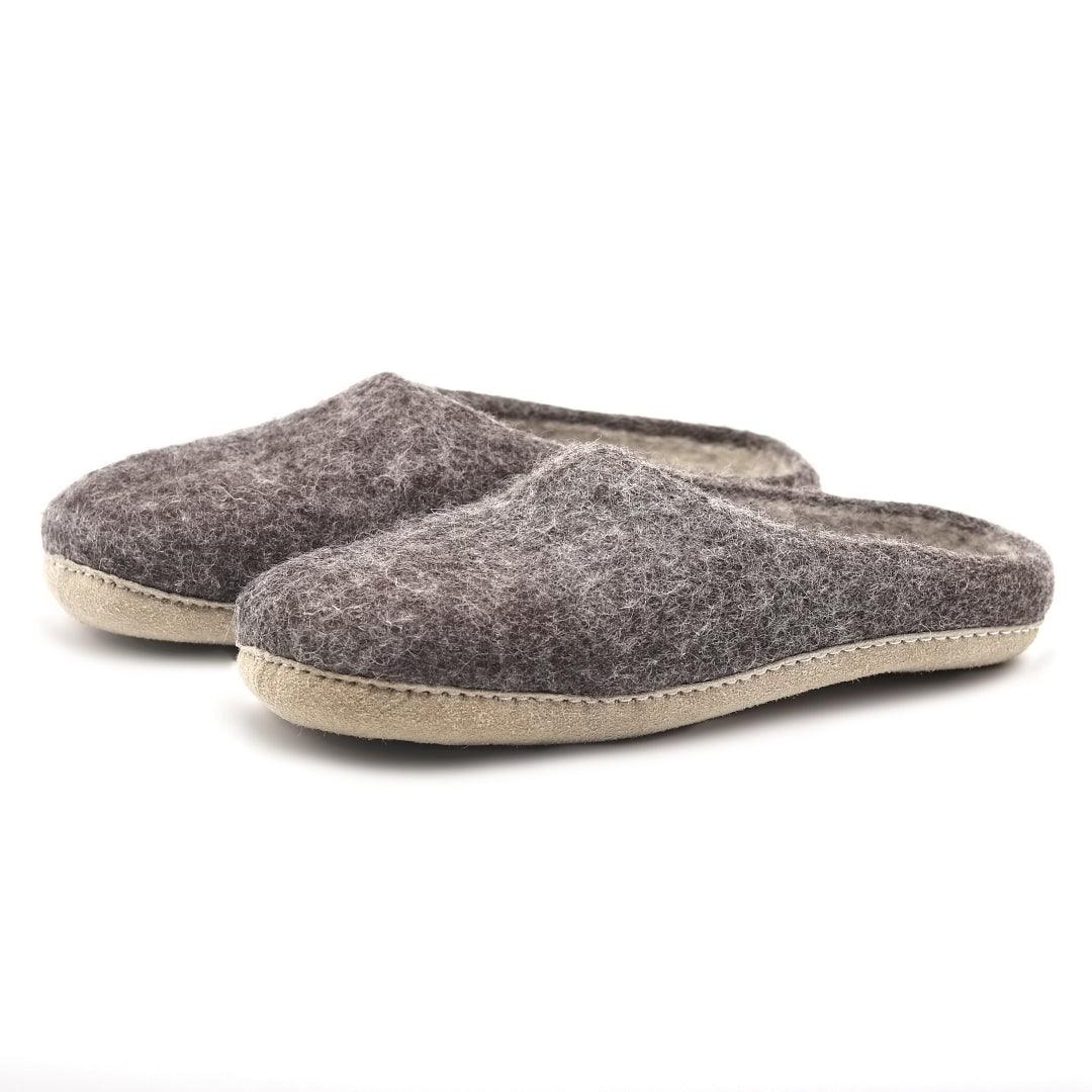 Pair of men's Astoria wool house slippers in Slate