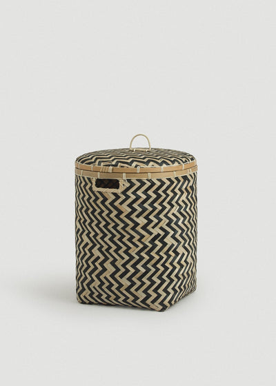 Front view of the Medium Java basket showing its tall shape and rectangular side opening.