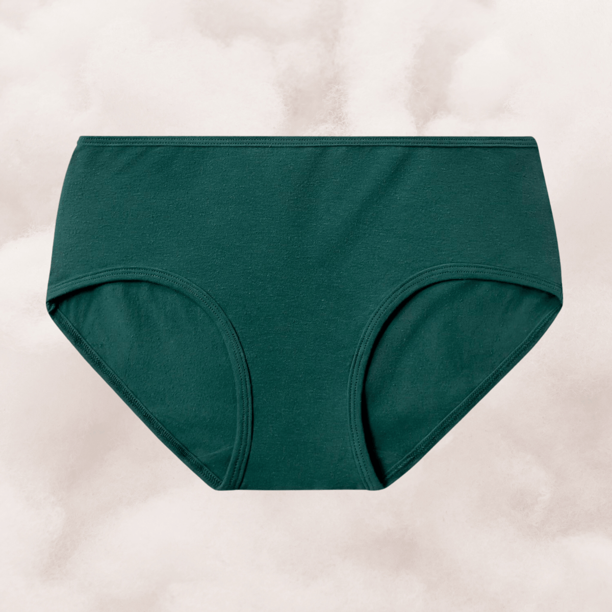 PROCLAIM Organic Cotton Mid-Rise Brief in Lagoon, a dark green color, flat lay front view