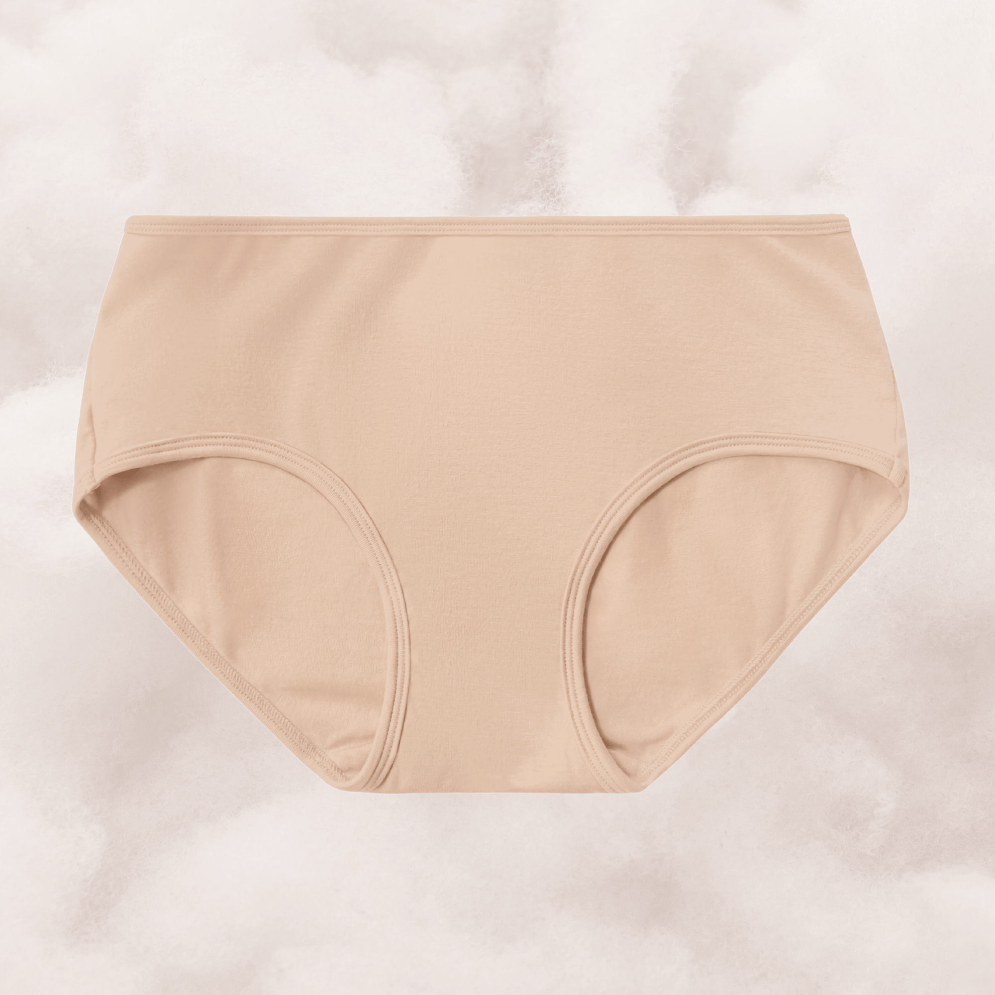 PROCLAIM Organic Cotton Mid-Rise Brief in Ada Nude, a light beige-tone color, flat lay front view