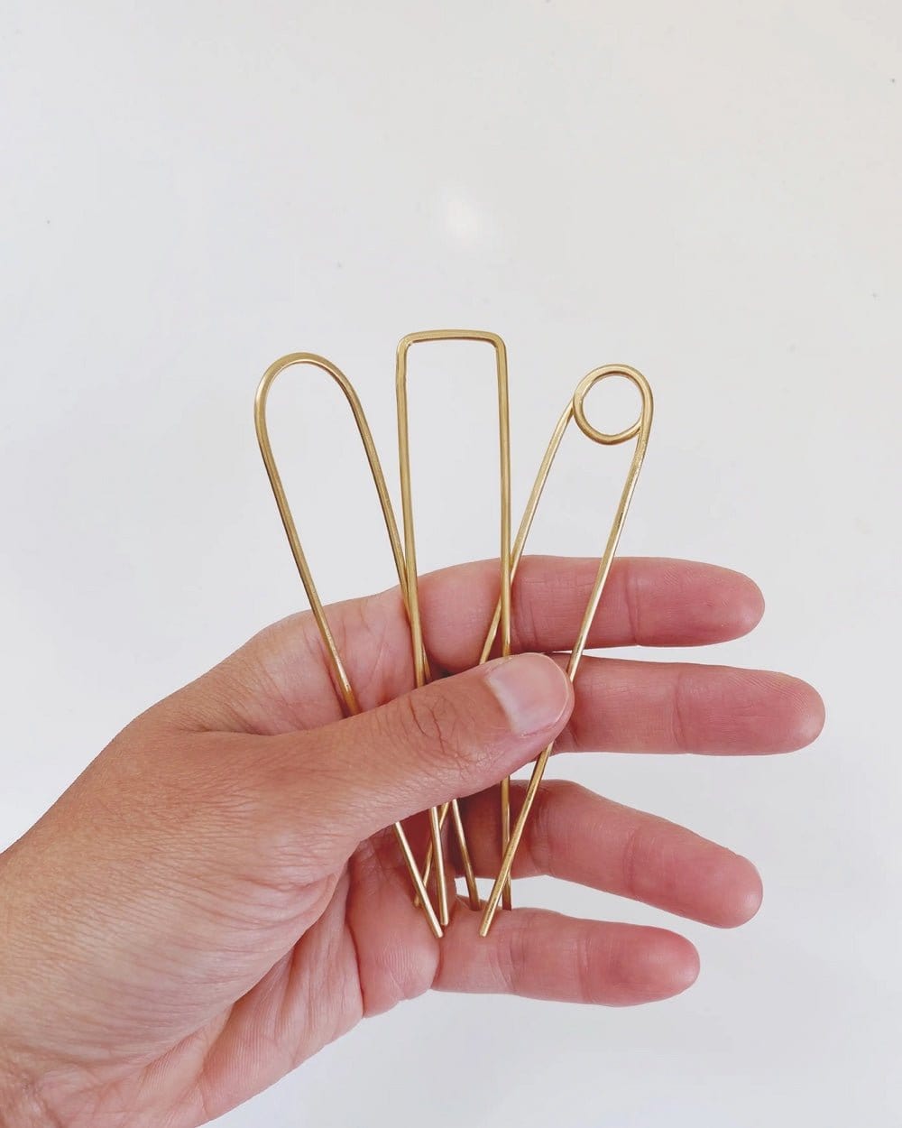 Loop Brass Hair Pin 4" In Hand