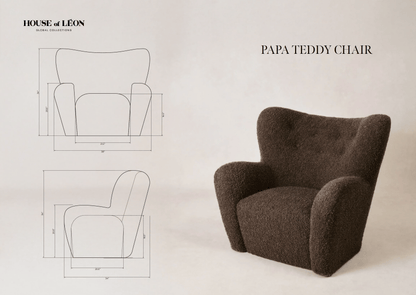 Papa Teddy Lounge Chair technical drawing with dimensions