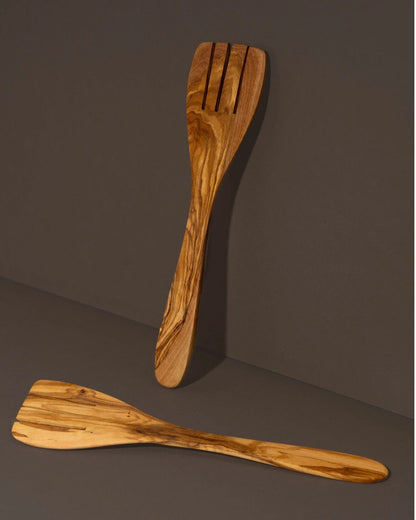 Olive Wood Serving Spatula Forks - Pair