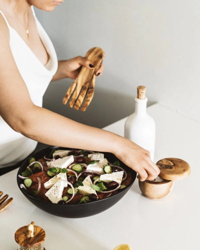 Olive Wood Serving Spatula Forks - Pair