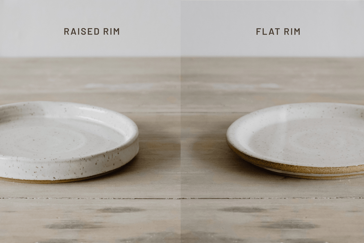 Raised rim vs flat rim handmade small plate comparison