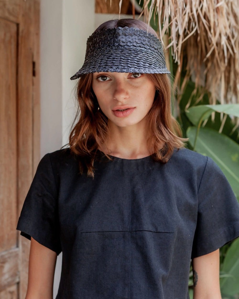 Rattan Visor in Black Front