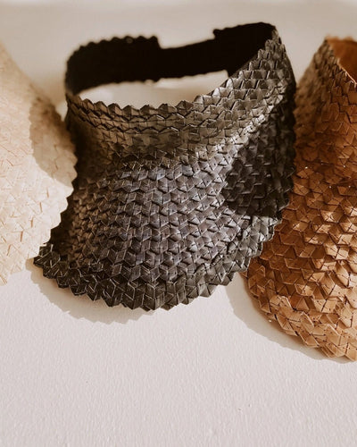 Rattan Visor in Black Closeup