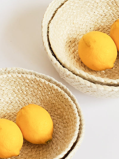 Korissa Kata Candy Bowl nested with lemons, close-up angle