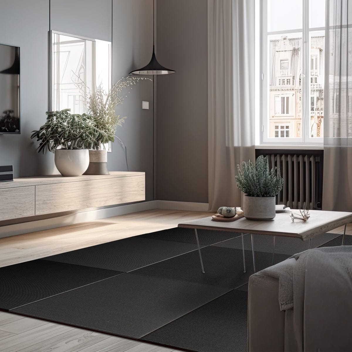 Saien-Sparkle BLACK INK Japandi Tatami Mat