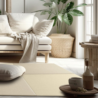 Saien BEIGE Tatami Mat in room with light