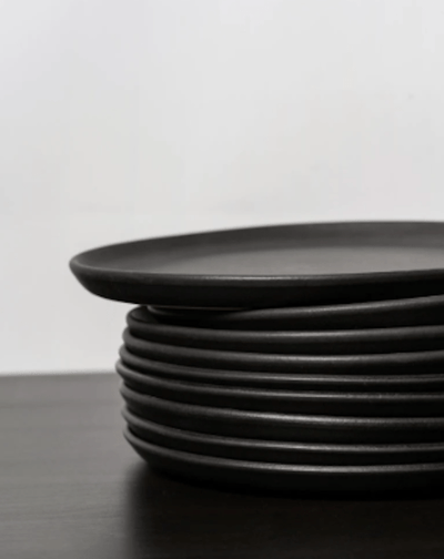 Japandi Tableware Side Plate - Matte Black, Set of 4