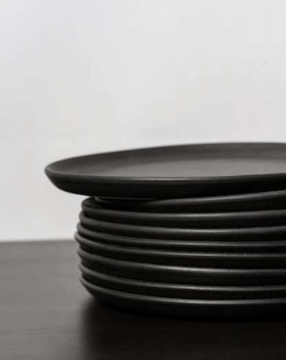 Japandi Tableware Side Plate - Matte Black, Set of 4