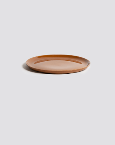 Gharyan Stoneware Japandi Tableware Dinner Plate, Terracotta, side profile view