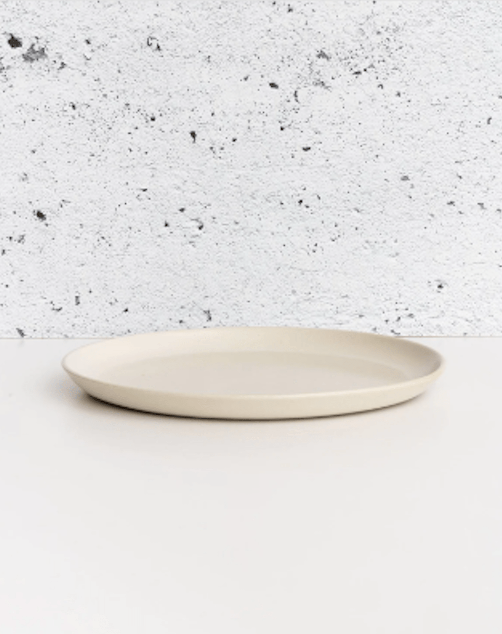 Gharyan Stoneware Japandi Tableware Dinner Plate, Matte White, side profile view