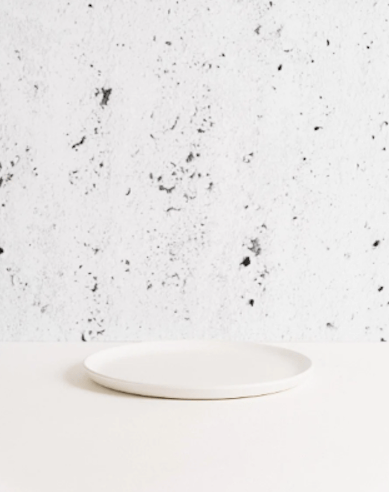 Gharyan Stoneware Japandi Tableware Side Plate, Matte White, side profile view