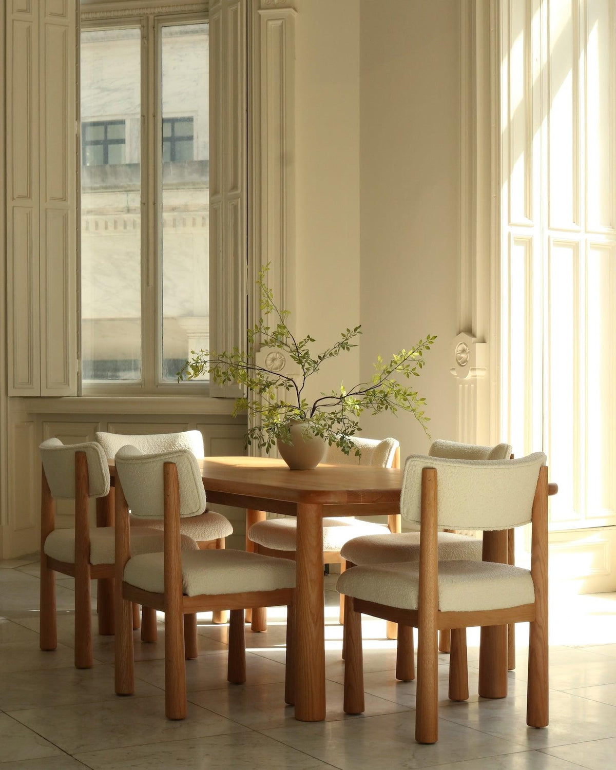 Sculptural White Oak Dining Table – Modern Japandi Home Decor