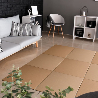 Seiryu COCOA BROWN Japandi Tatami Mat showin in living room space with 9 Mats Alternating 90° Pattern