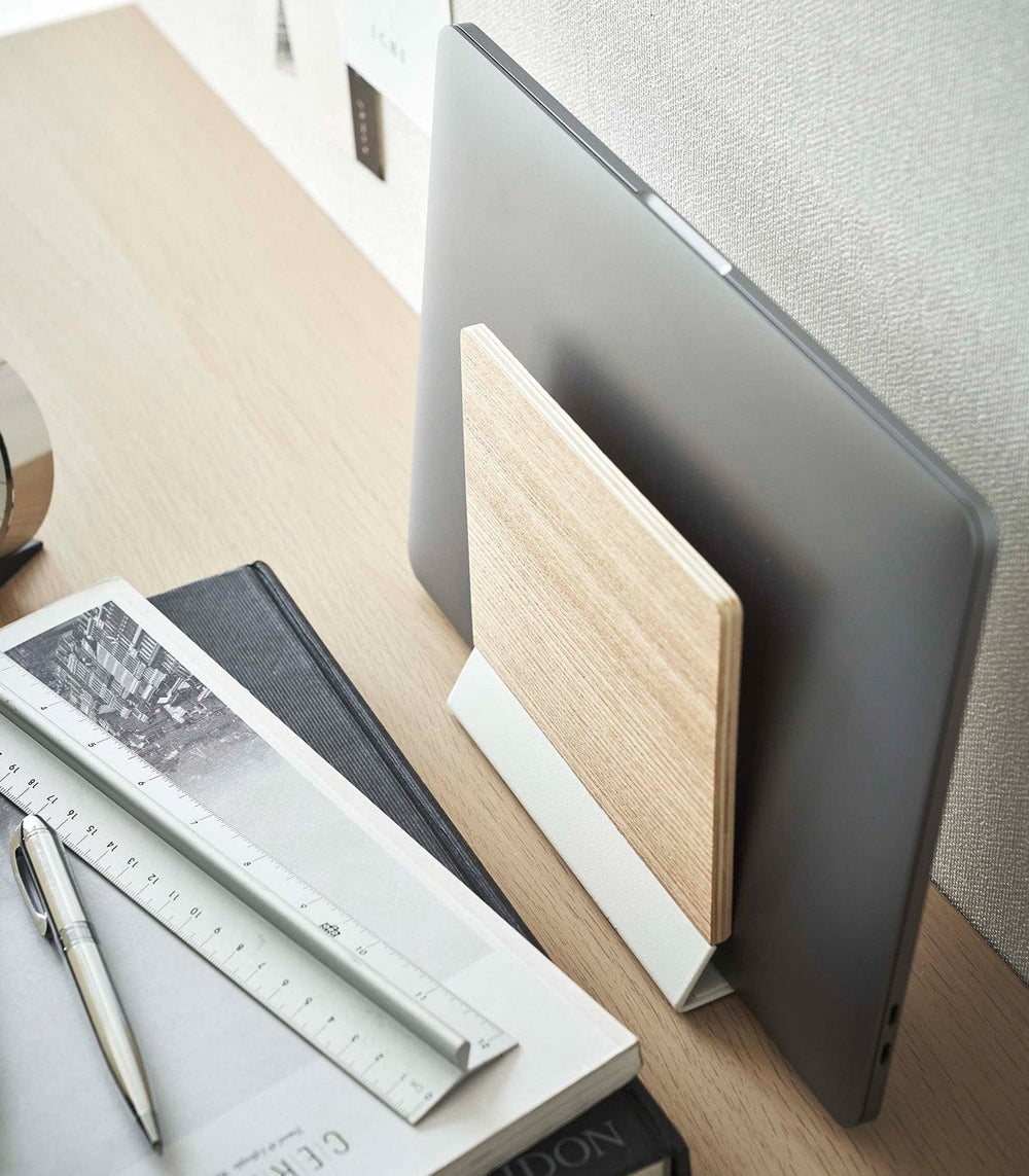 Slim Computer Stand Slim Laptop Stand - Steel + Wood | Japandi Supply House