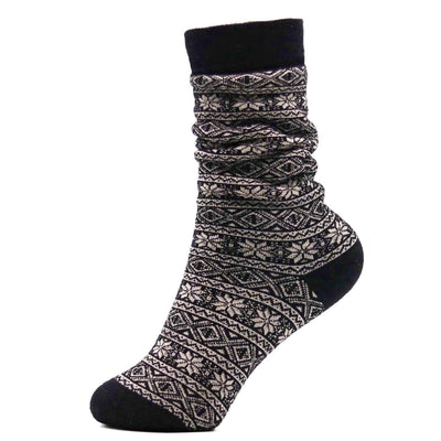 Alpaca Wool Nordic Crew Sock in Black, side view