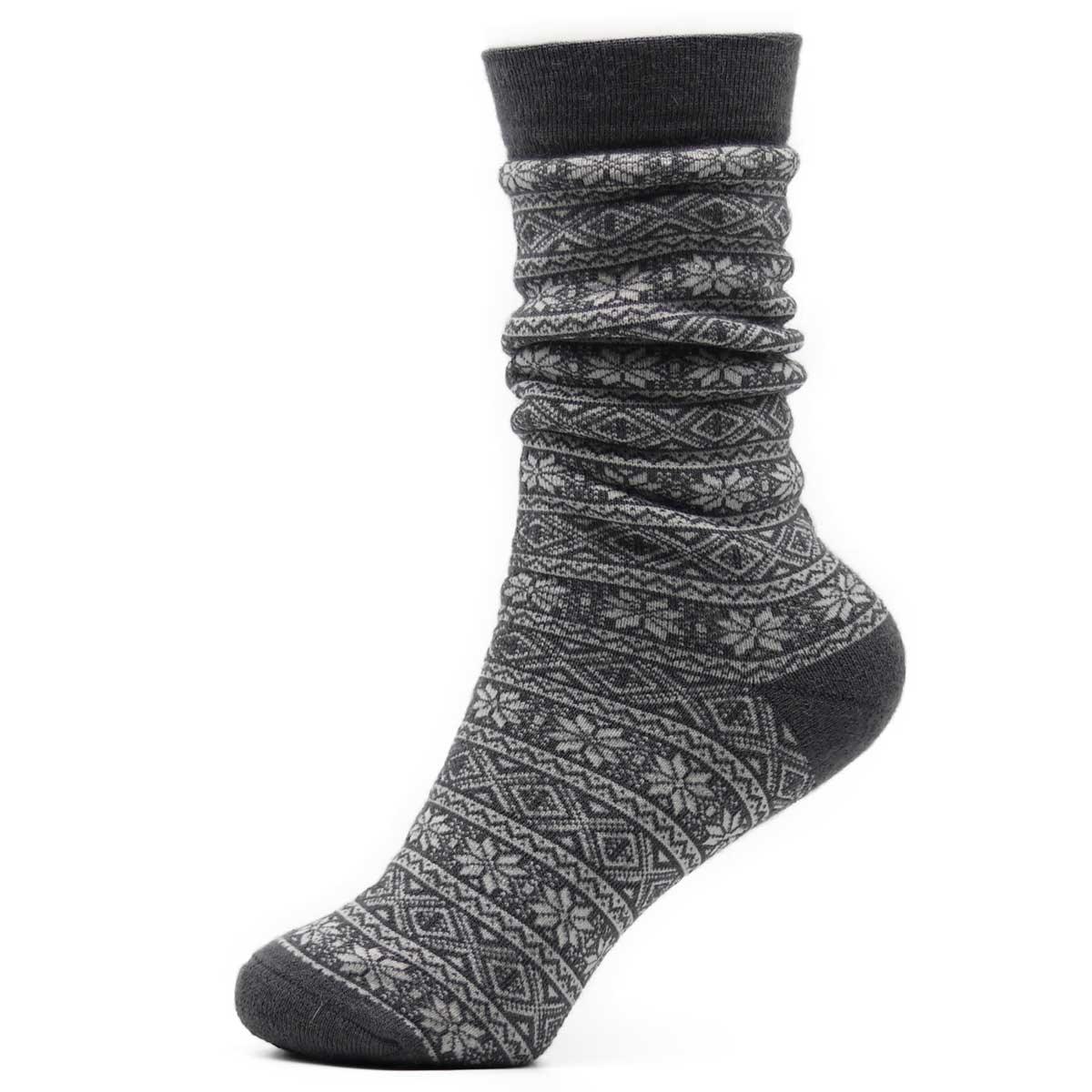 Alpaca Wool Nordic Crew Sock in Grey, side view