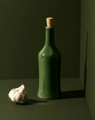 Stoneware Olive Oil Dispenser - Brutto 21 oz in Green
