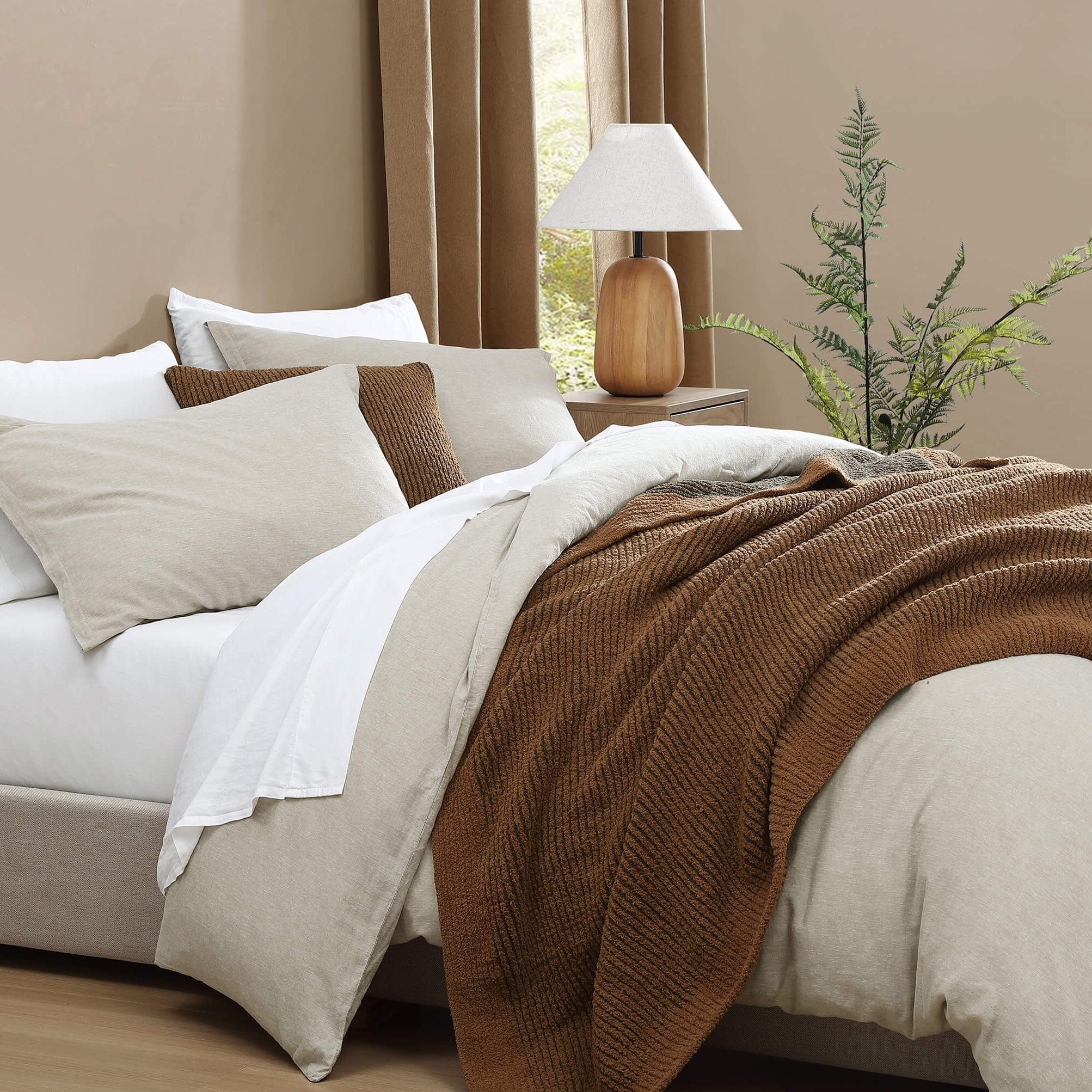 Two-Tone Ribbed Throw Pillow