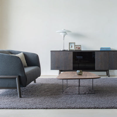 As shown 62" Sofa
70 3/4" Sideboard (acrylic door)
Japanese Ash Dark Gray

43 3/4" Coffee Table
Walnut Natural