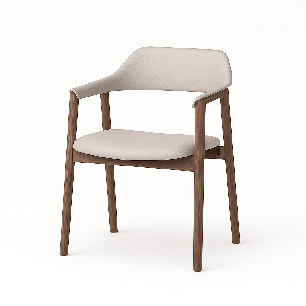 TEN Armchair Upholstered Back (upholstered seat), Walnut Natural - Quick Ship MG LGY AI Generated