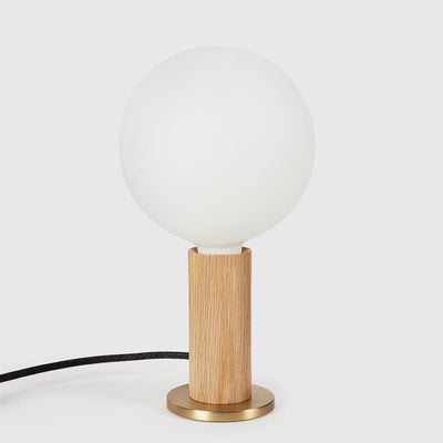 Knuckle Table Lamp in Oak + Sphere IV
