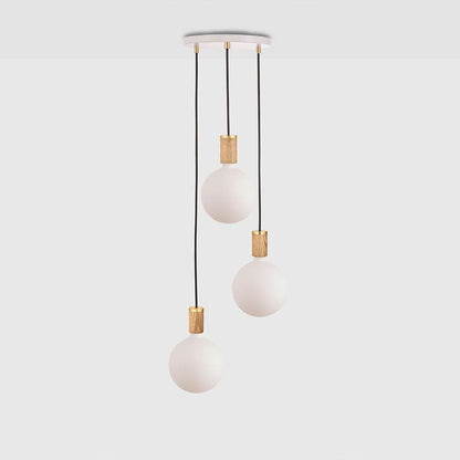 Triple Pendant in Oak + Sphere IV - White Canopy
