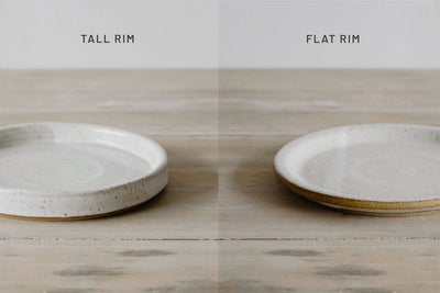 Tall rim vs flat rim handmade earthenware plate comparison