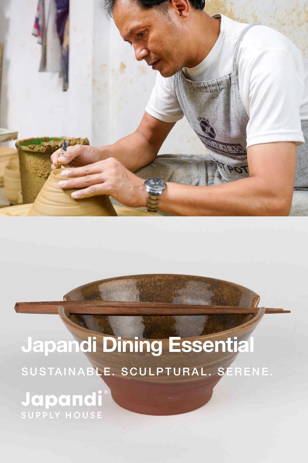 Terracotta Bowl & Chopsticks – Japandi Dining Gift