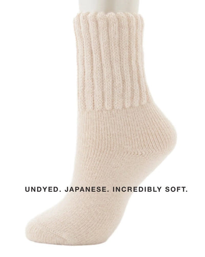 Undyed Organic Cotton Japanese Crew Socks in cream available at Japandi Supply House
