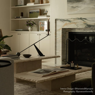 Natural stone Sofita marble coffee table with textured edge and matte surface
