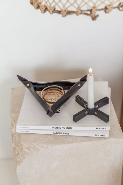 Leather and Cane Webbing Catch-all