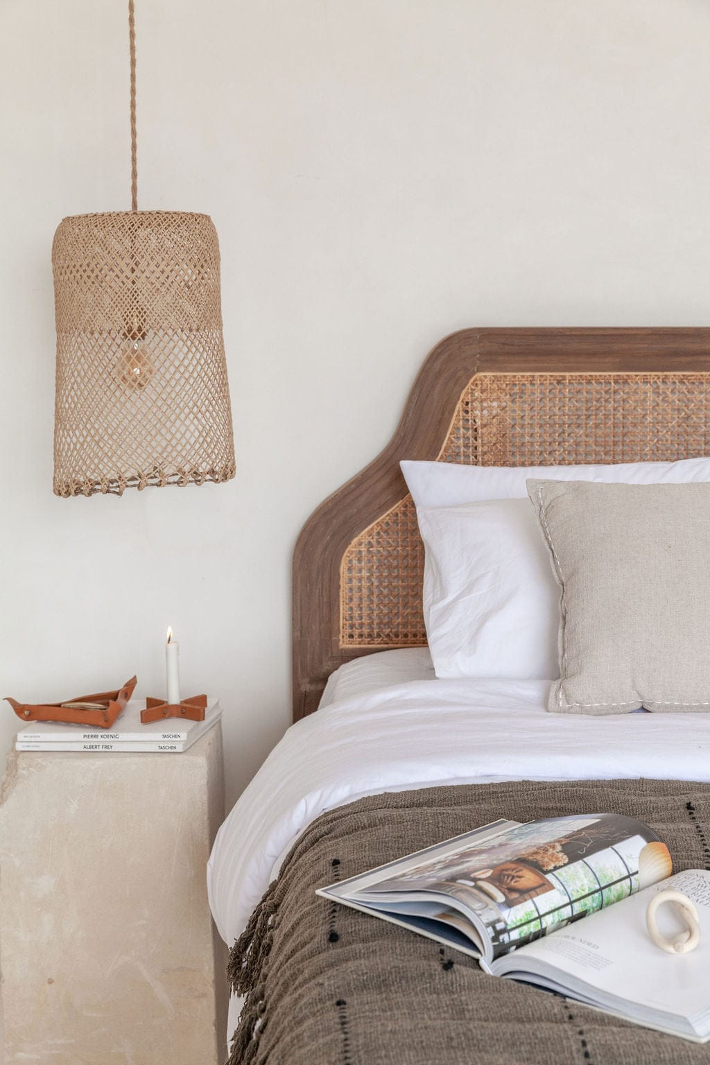 Leather and Cane Webbing Catch-all