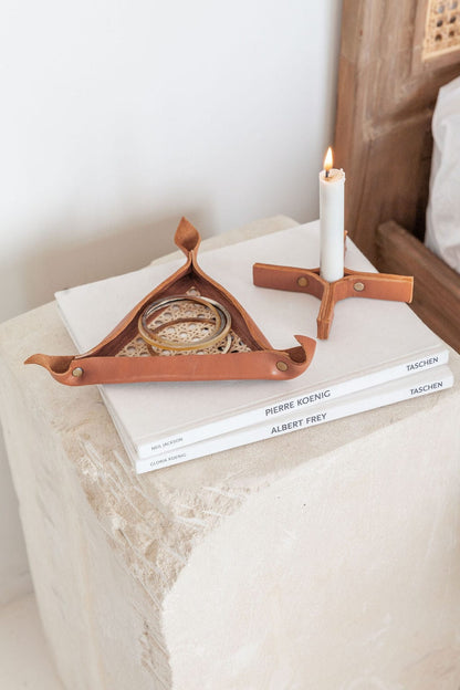 Leather and Cane Webbing Catch-all