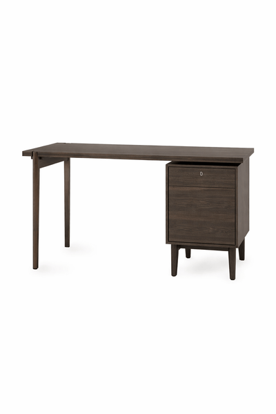WING Desk in Japanese Oak Dark Gray, AI rendering of wood type finish