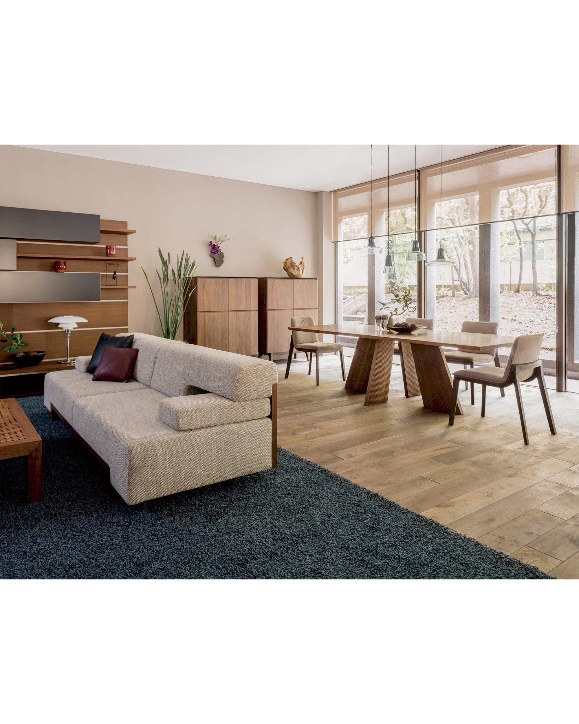 Walnut HAKAMA Table in minimalist home – Japandi furniture for calm interiors