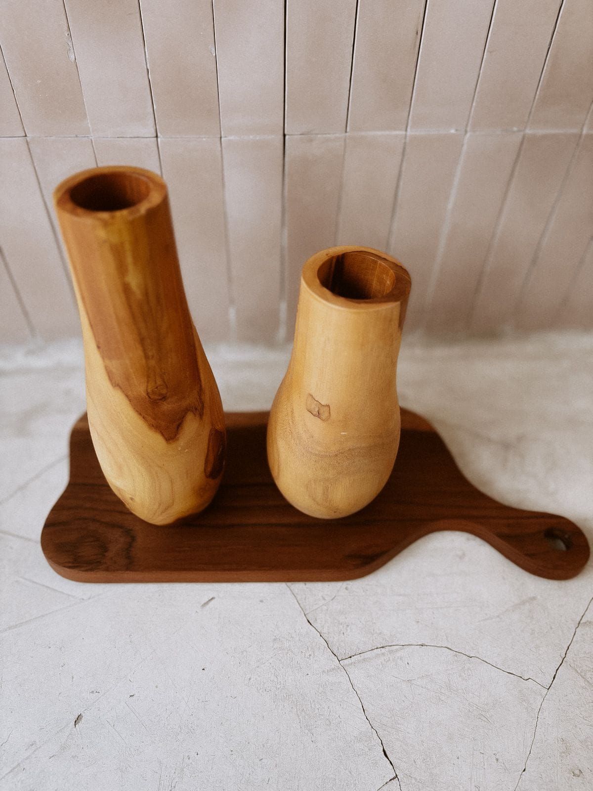 Teak Wavy Vases