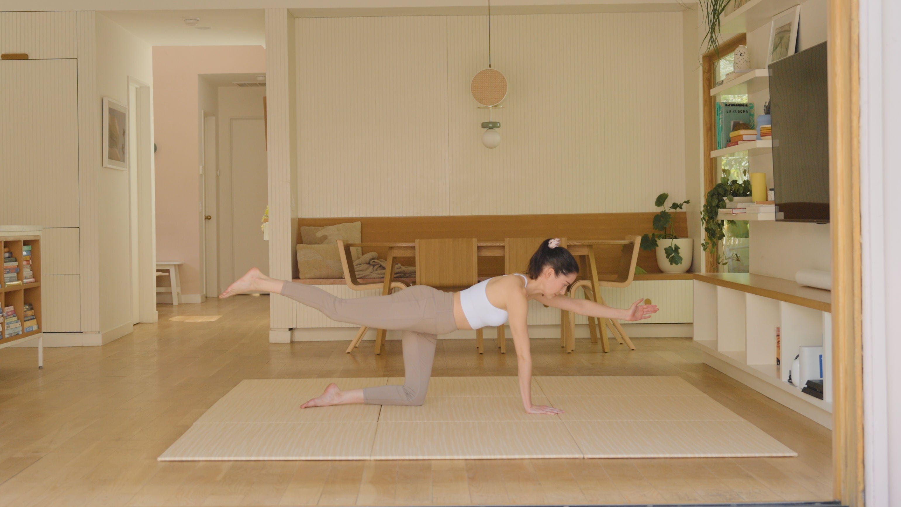 Woman doing yoga on Japandi Tatami Mats