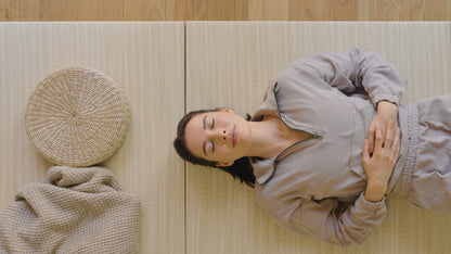 Woman laying on Japandi Tatami Mats