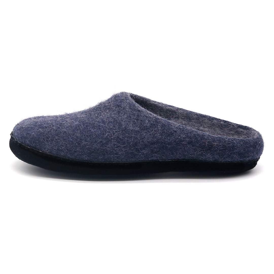 Women's Astoria Noir wool house slipper in Indigo, side view