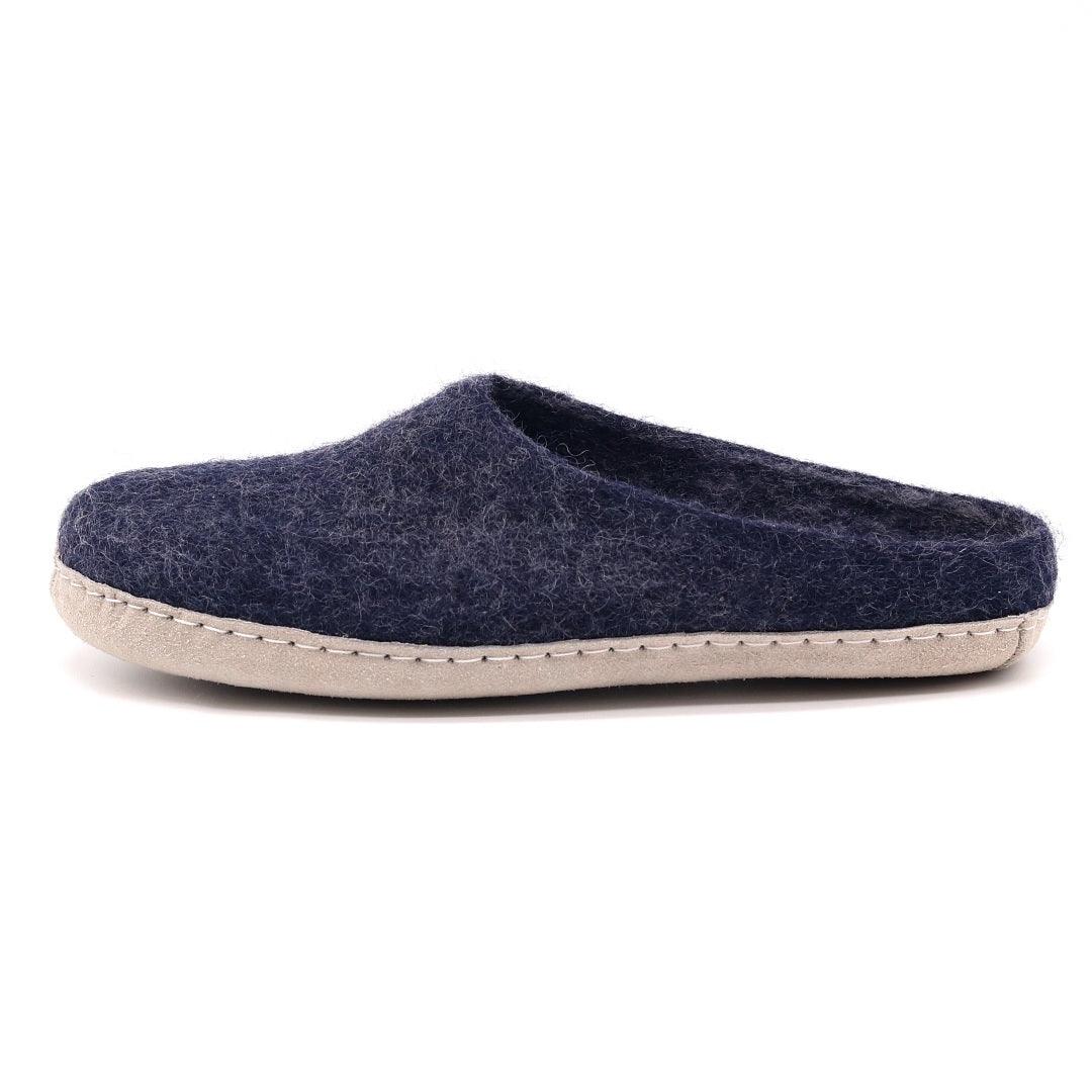 Women's Astoria wool house slipper in Indigo, side view