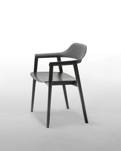 TEN Armchair Upholstered Back (Wooden Seat) Japanese Ash Black