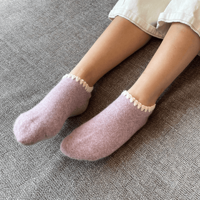 Handcrafted Wool Japanese Slipper Socks with Grips - Medium