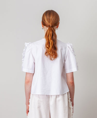 Asta Top in White Poplin