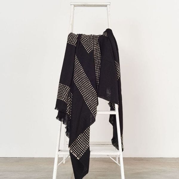 Walnut Black Yak With Hand Knotted Merino Stripes Handloom Throw